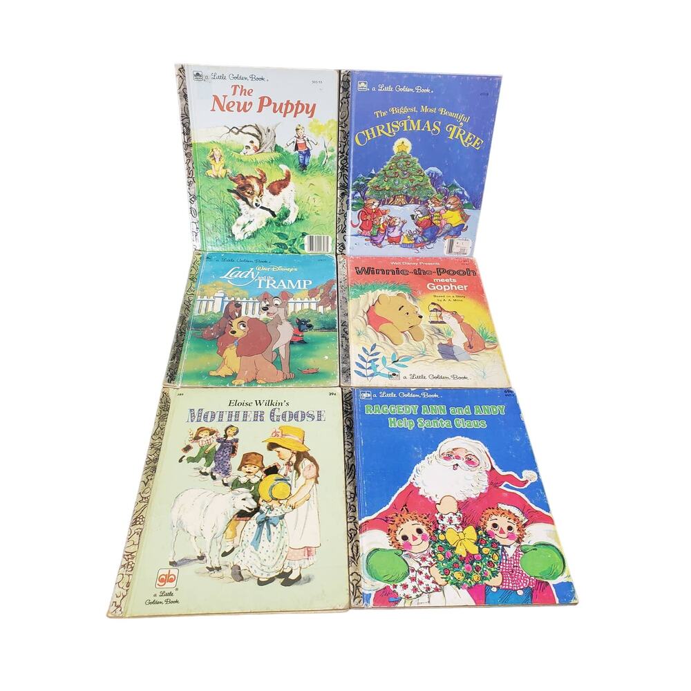 Vintage a Little Golden Book Bundle Christmas Dogs Fairy Tale Raggedy Ann Winnie